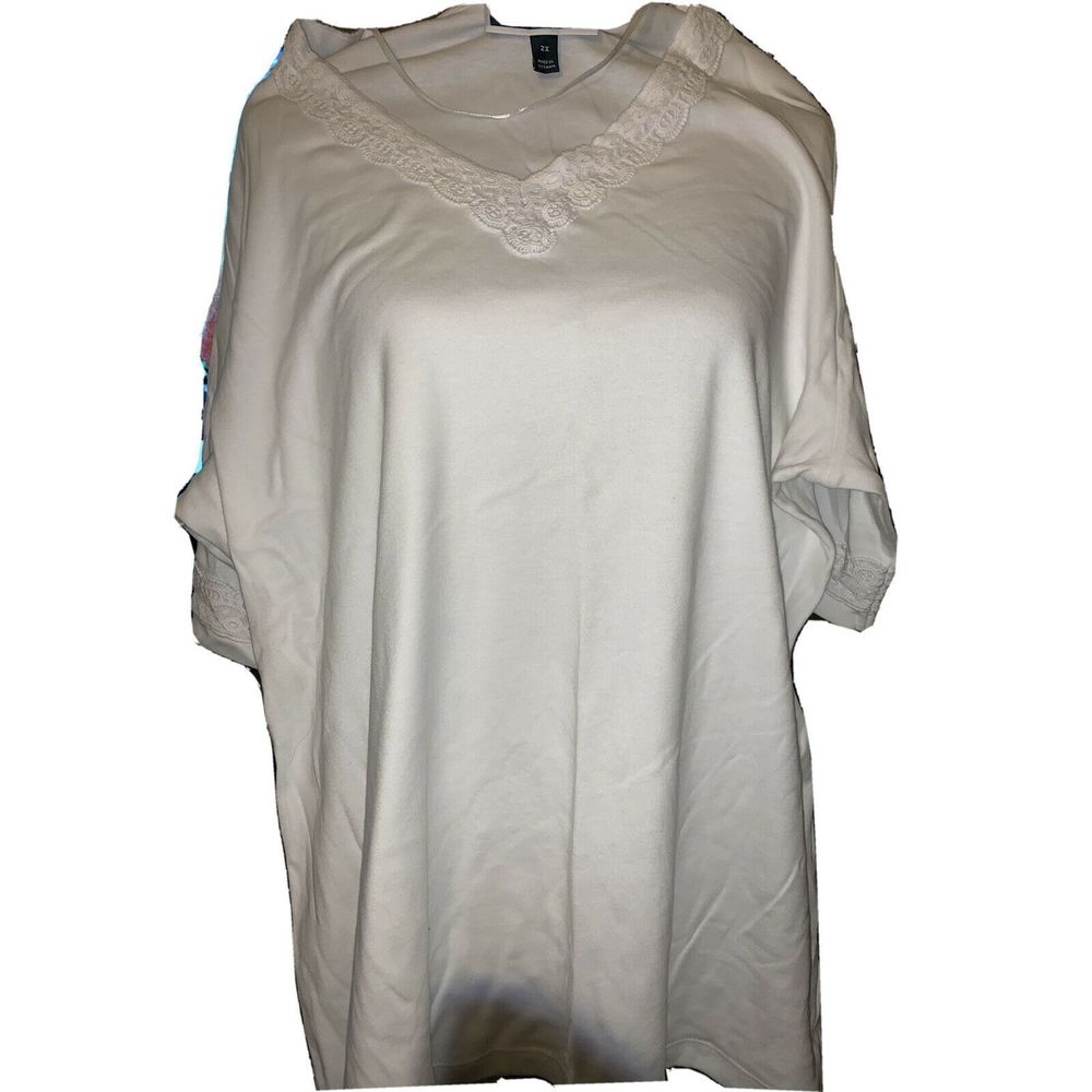 Karen Scott Womens T-Shirt (2X) White #V023